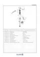 Diagramm eines Kludi Waschtisch-Einhandmischers mit aufgeführten Einzelteilen und deren Bezeichnungen. Enthält Elemente wie Hebel, Kartusche und Ablaufgarnitur.